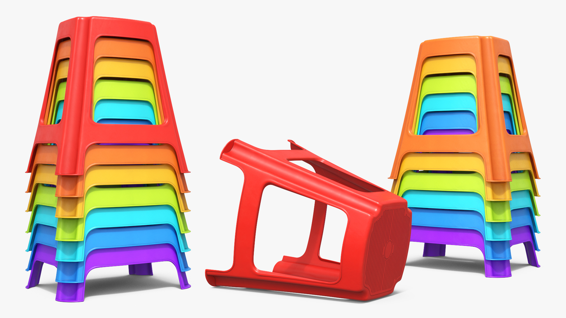 Stackable Plastic Stools Multicolor