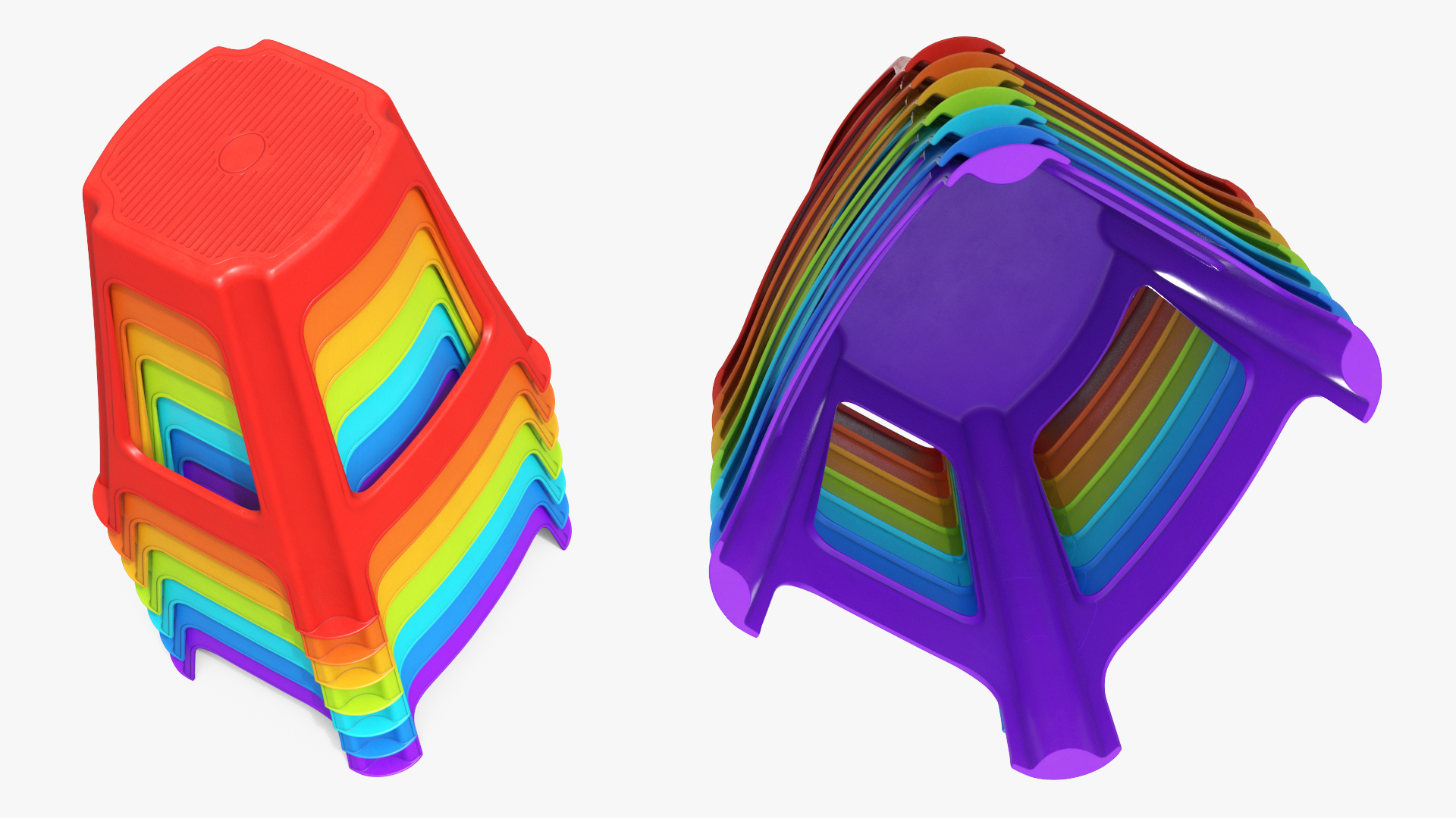 Stackable Plastic Stools Multicolor, view 4