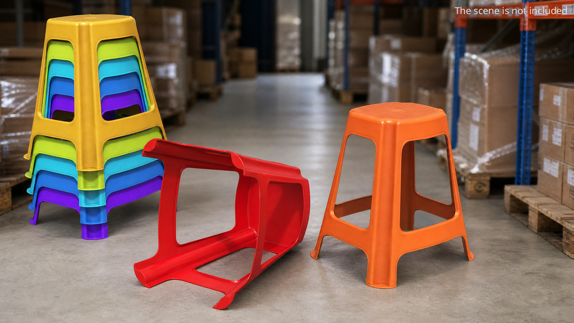 Stackable Plastic Stools Multicolor, view 2
