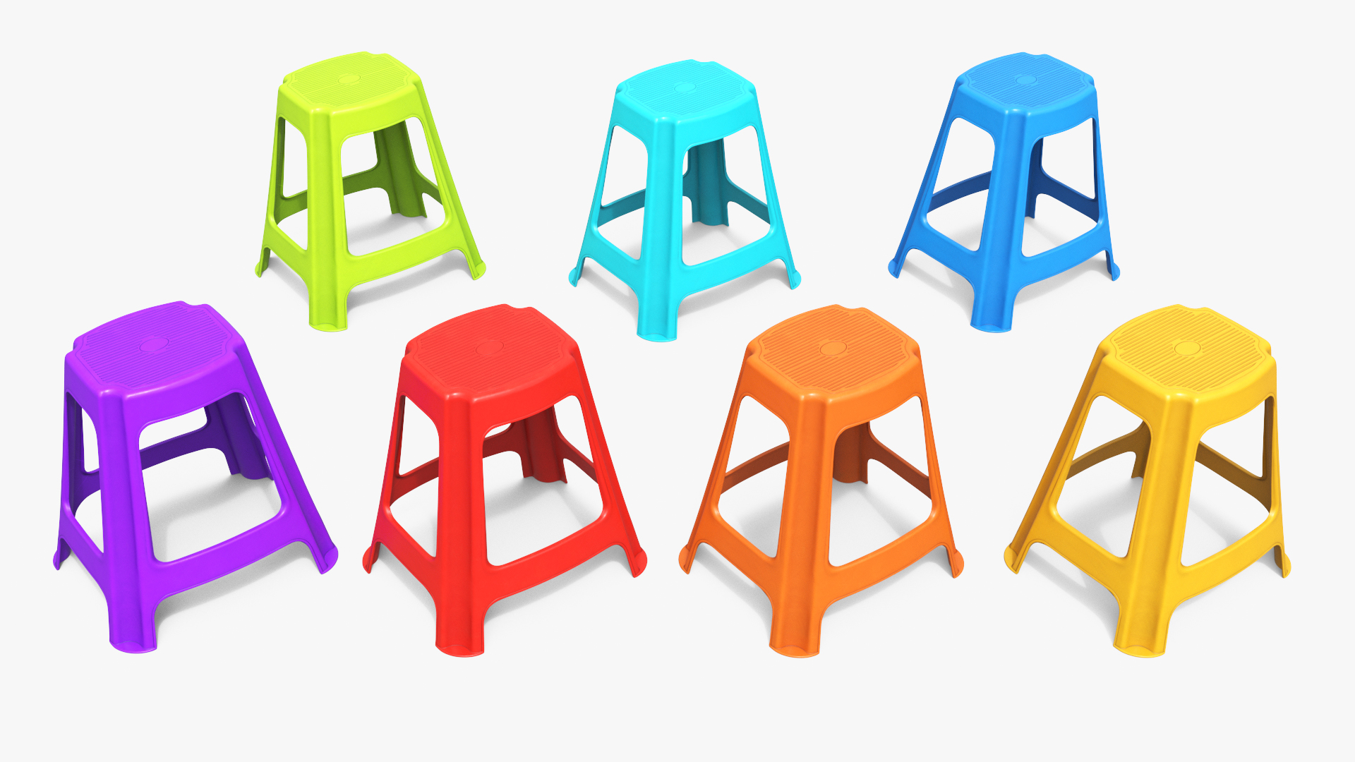 Stackable Plastic Stools Multicolor, view 8