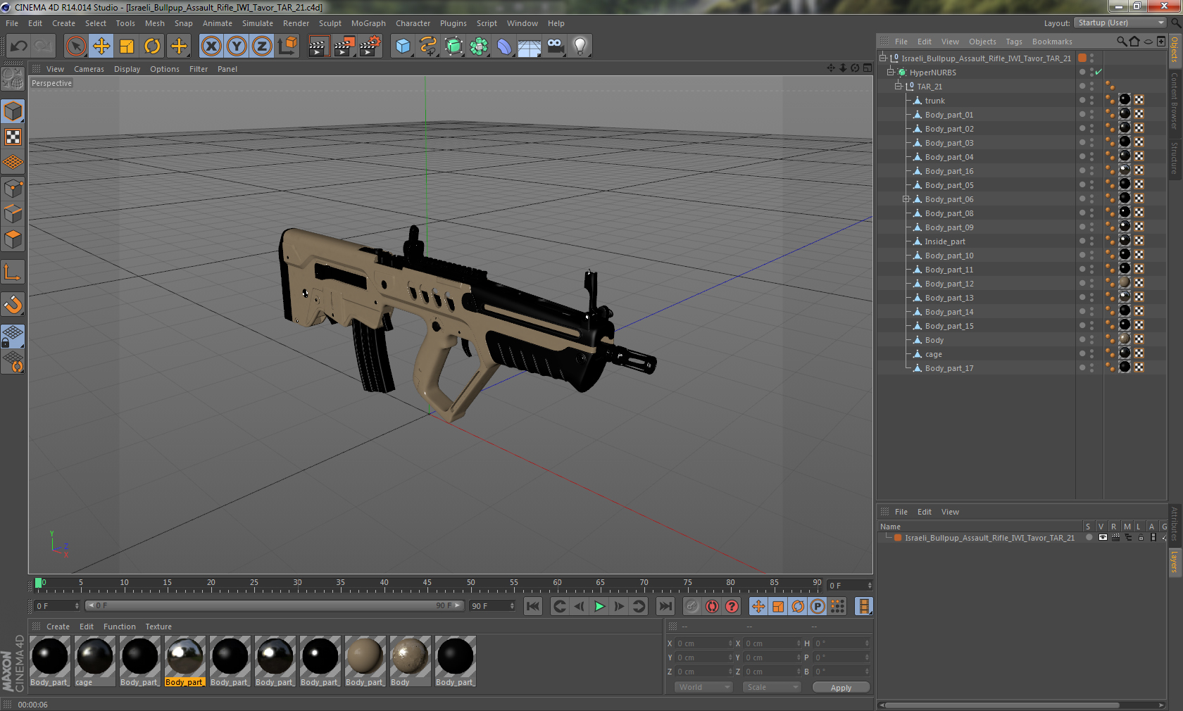 3D Israeli Bullpup Assault Rifle IWI Tavor TAR 21