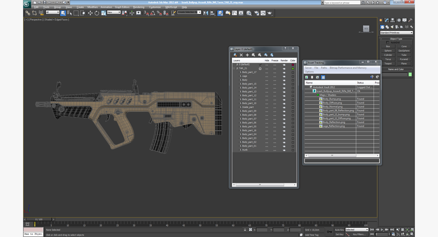 3D Israeli Bullpup Assault Rifle IWI Tavor TAR 21