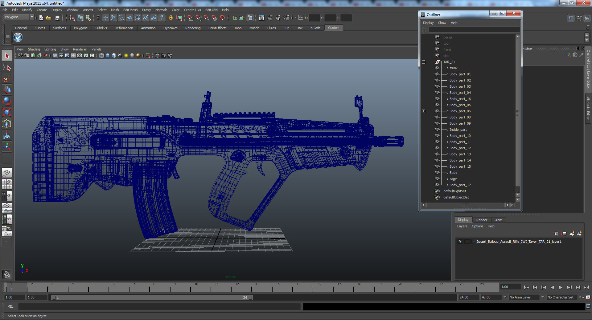 3D Israeli Bullpup Assault Rifle IWI Tavor TAR 21
