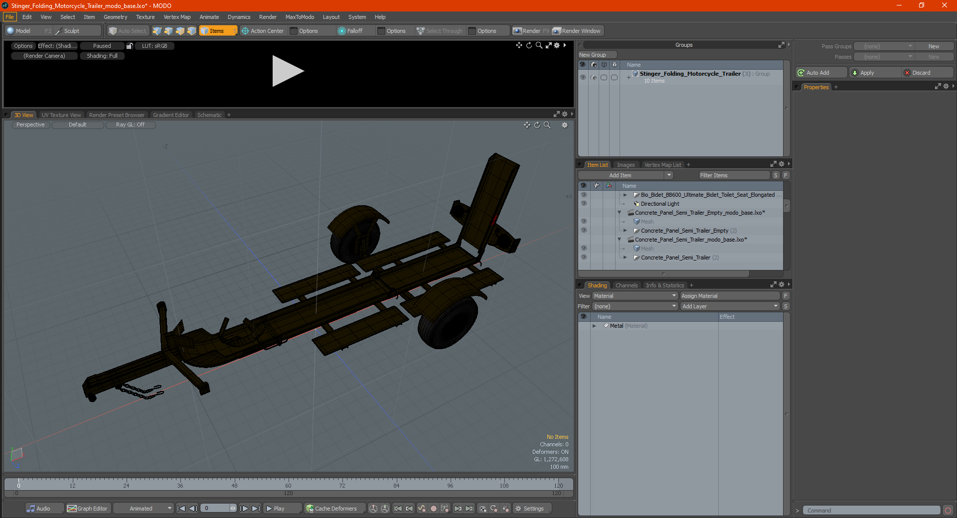 Stinger Folding Motorcycle Trailer 3D model