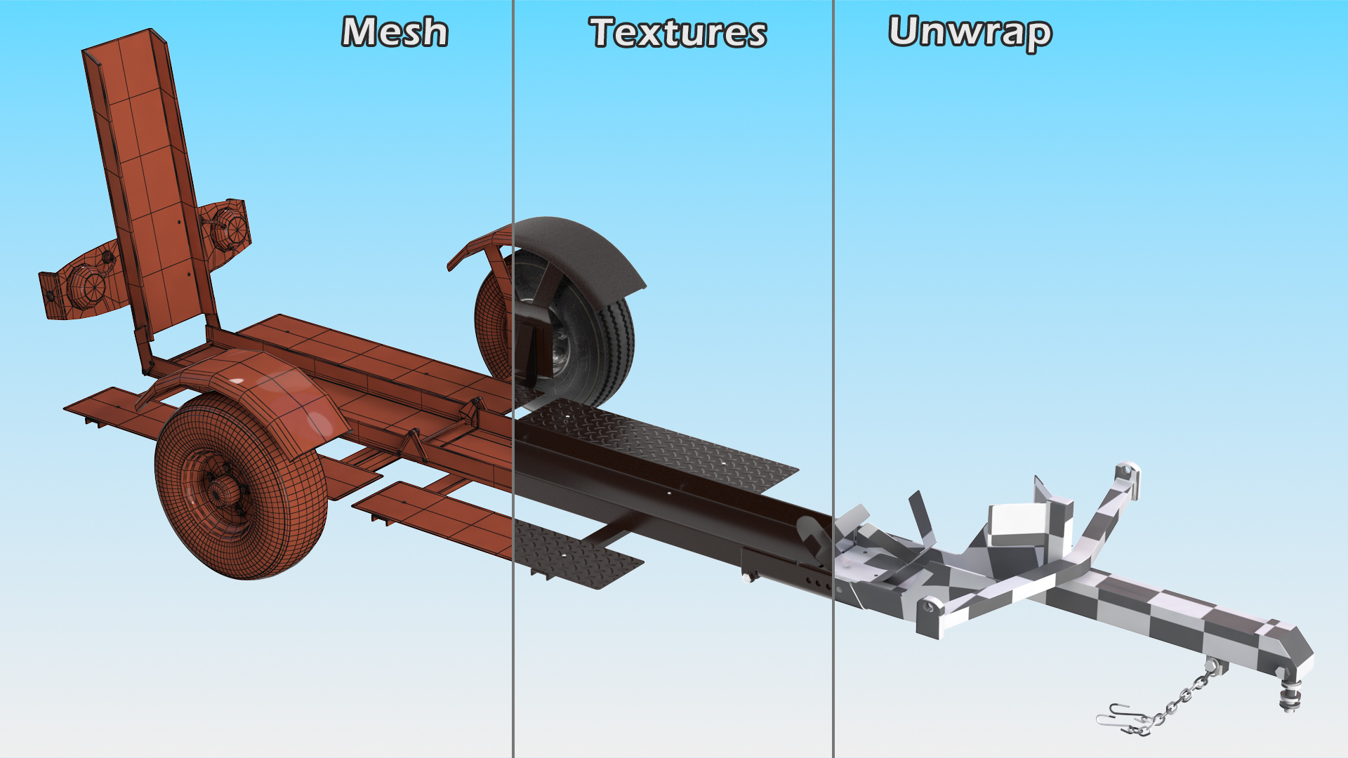 Stinger Folding Motorcycle Trailer 3D model