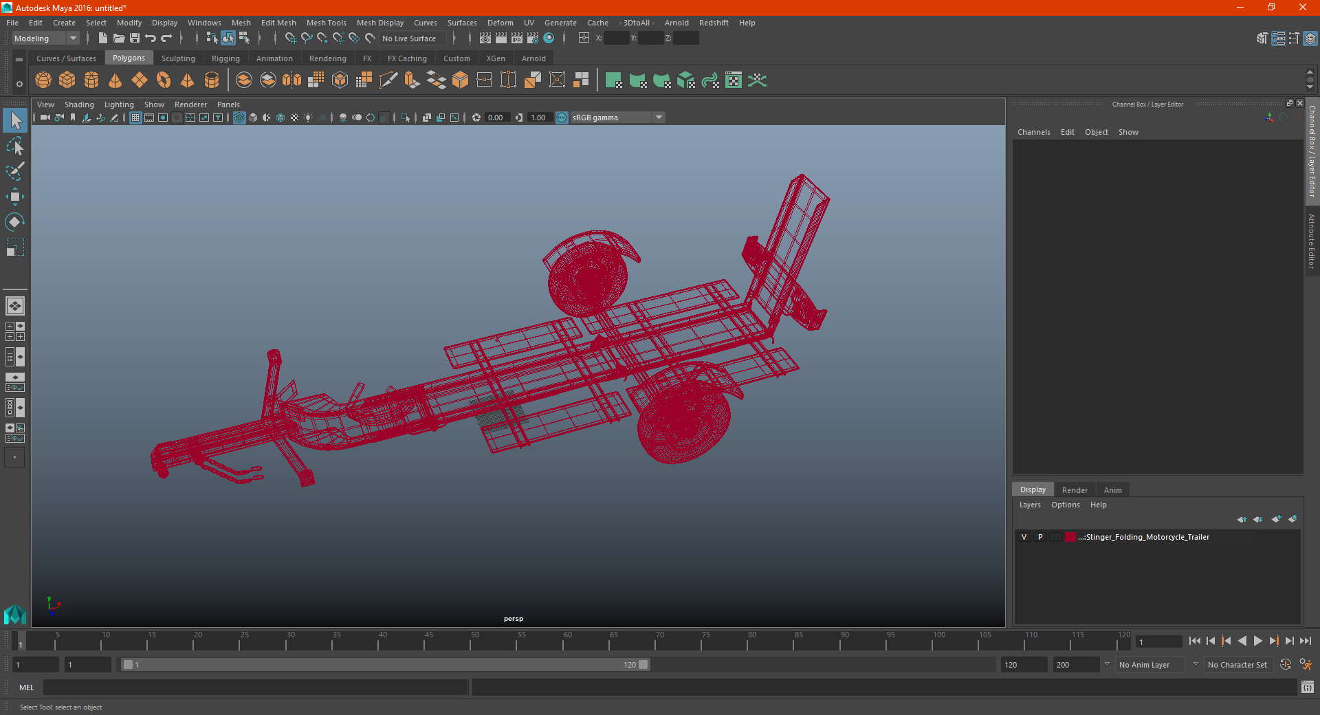 Stinger Folding Motorcycle Trailer 3D model