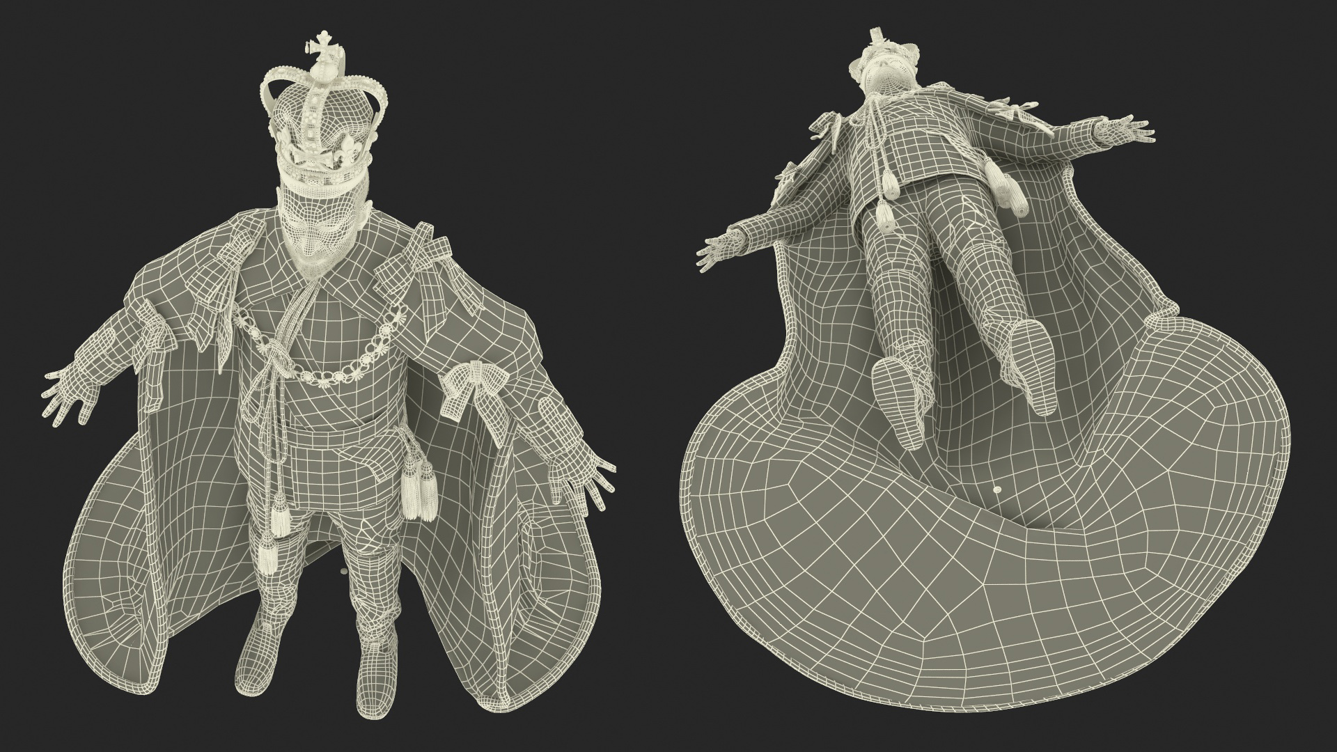 Medieval Monarchs Wearing Robe with Fur 3D model
