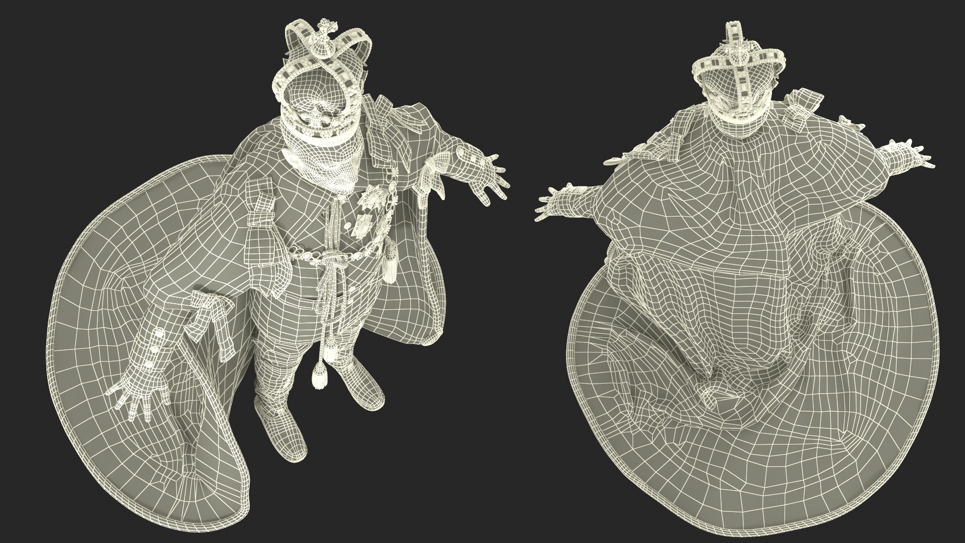 Medieval Monarchs Wearing Robe with Fur 3D model