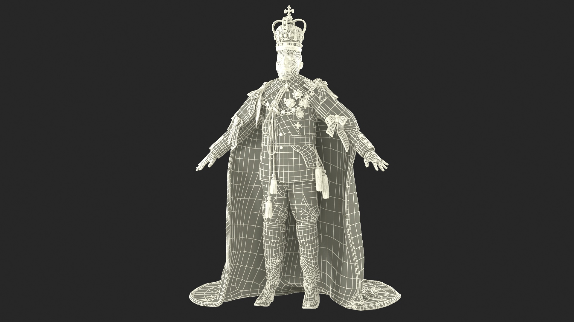 Medieval Monarchs Wearing Robe with Fur 3D model
