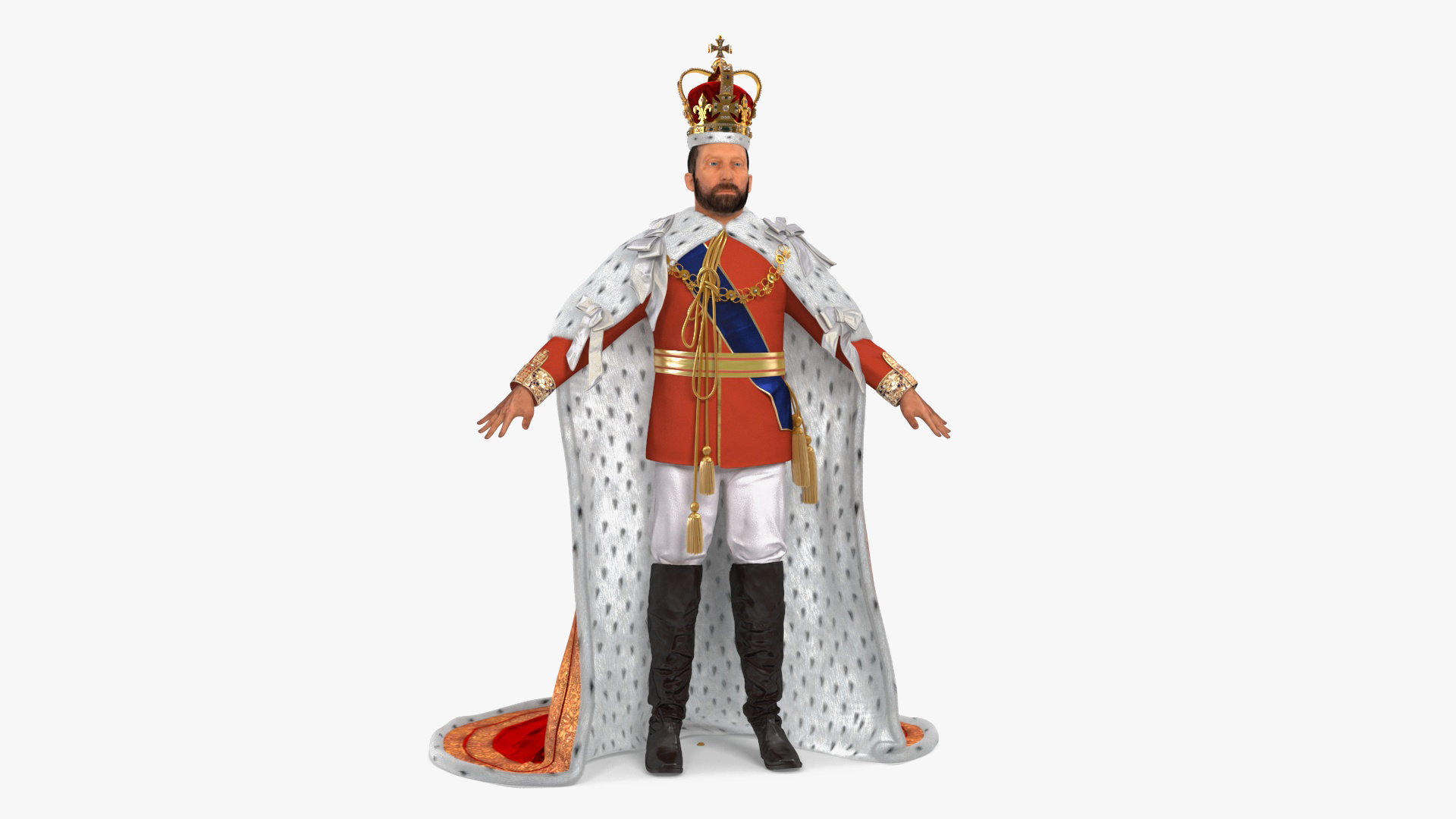 Medieval Monarchs Wearing Robe with Fur 3D model