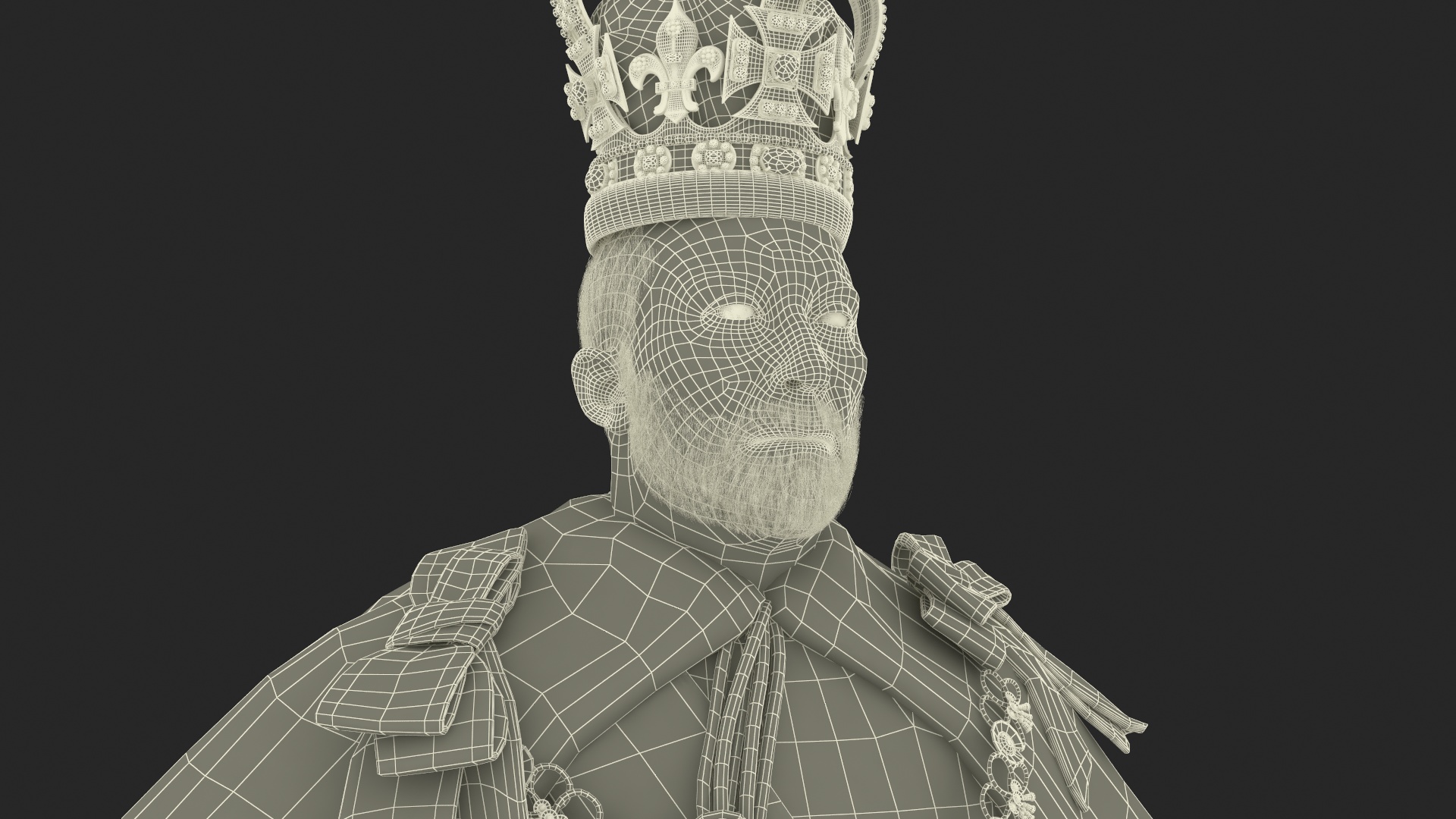 Medieval Monarchs Wearing Robe with Fur 3D model