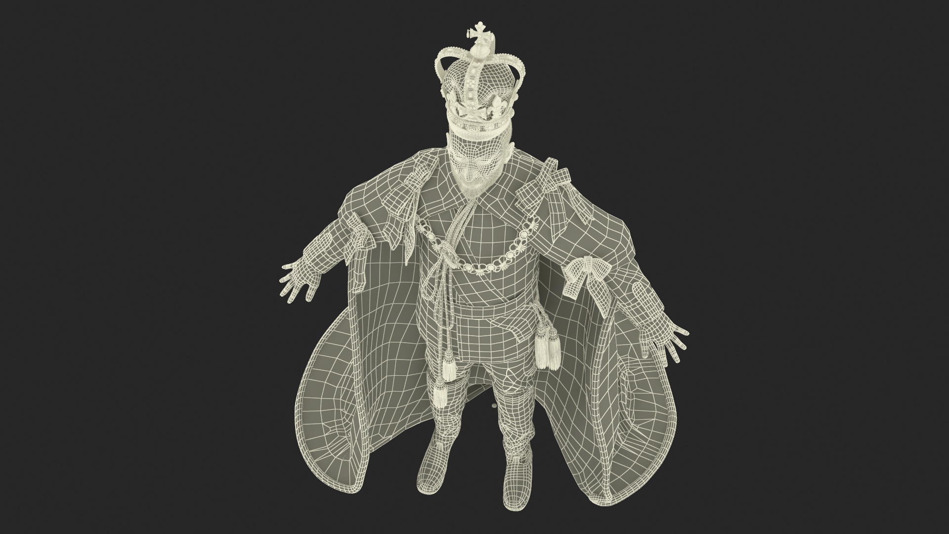 Medieval Monarchs Wearing Robe with Fur 3D model