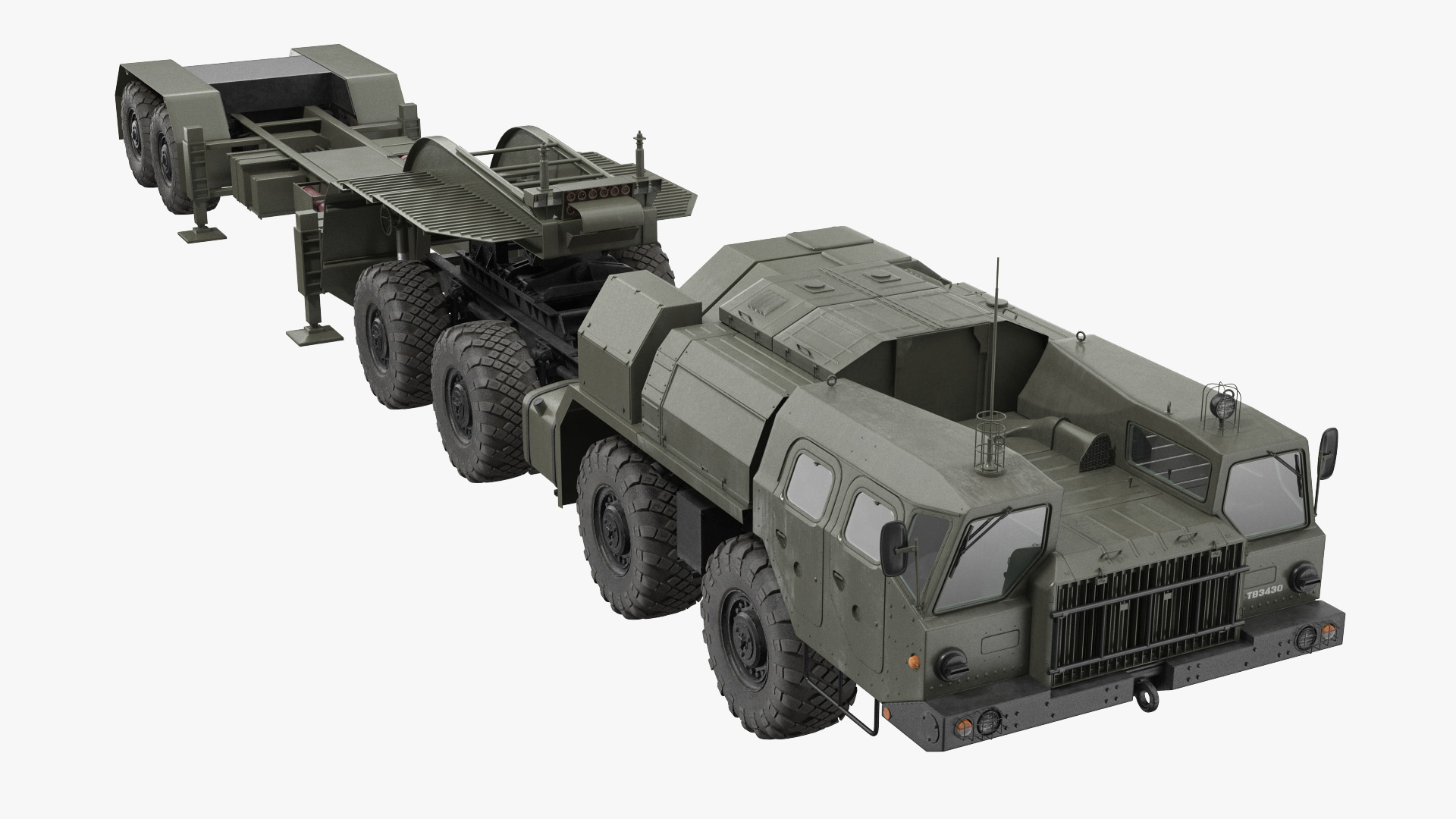 3D MAZ 74106 with Trailer Green model