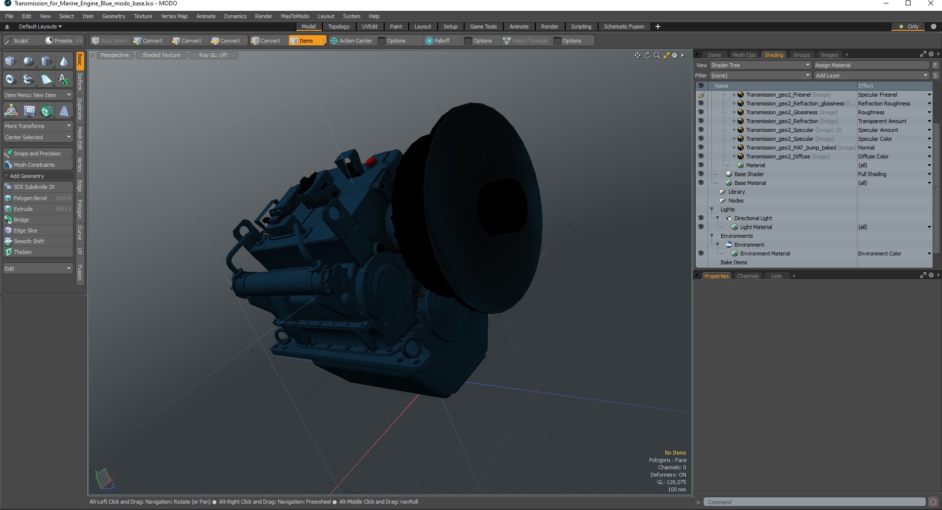 3D model Transmission for Marine Engine Blue