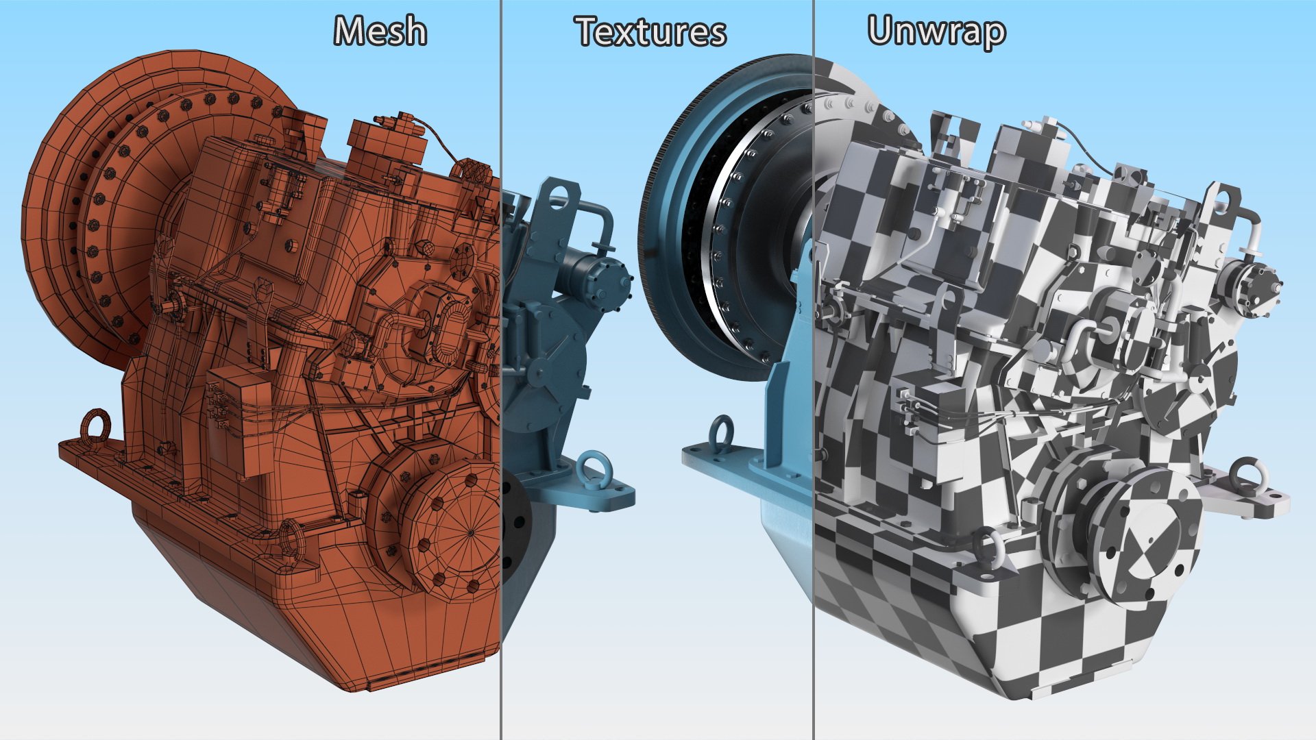 3D model Transmission for Marine Engine Blue
