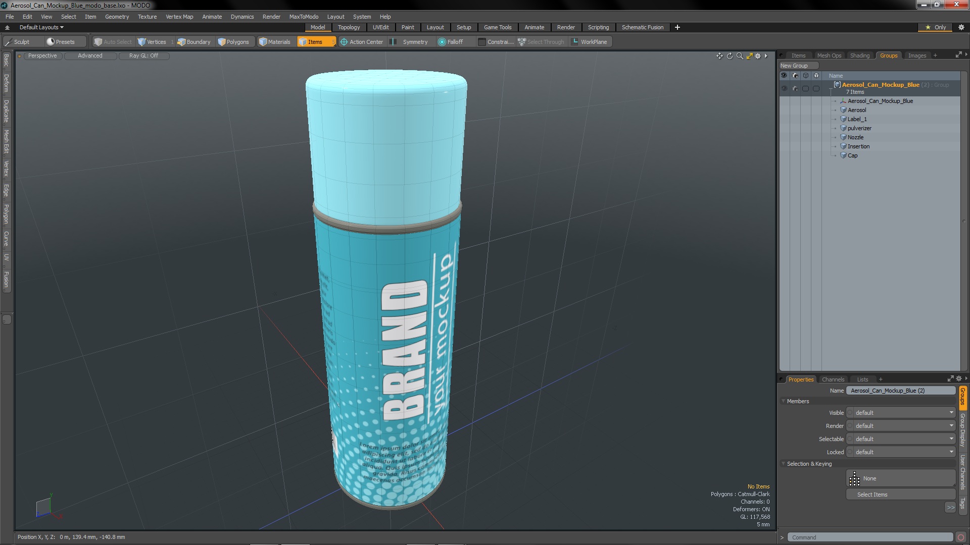 3D Aerosol Can Mockup Blue model