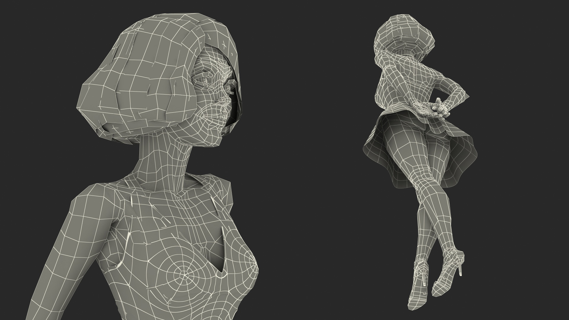 3D model Cartoon Young Girl Summer Dress Standing Pose