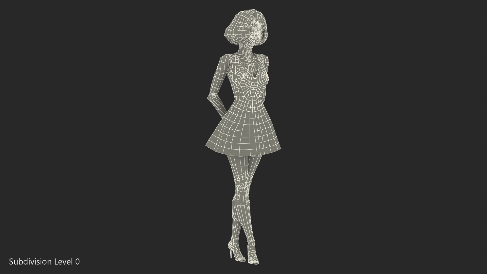 3D model Cartoon Young Girl Summer Dress Standing Pose