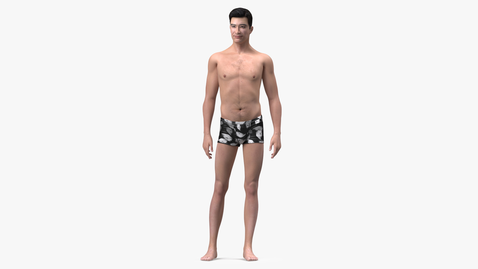 3D model Asian Man Underwear Rigged for Modo