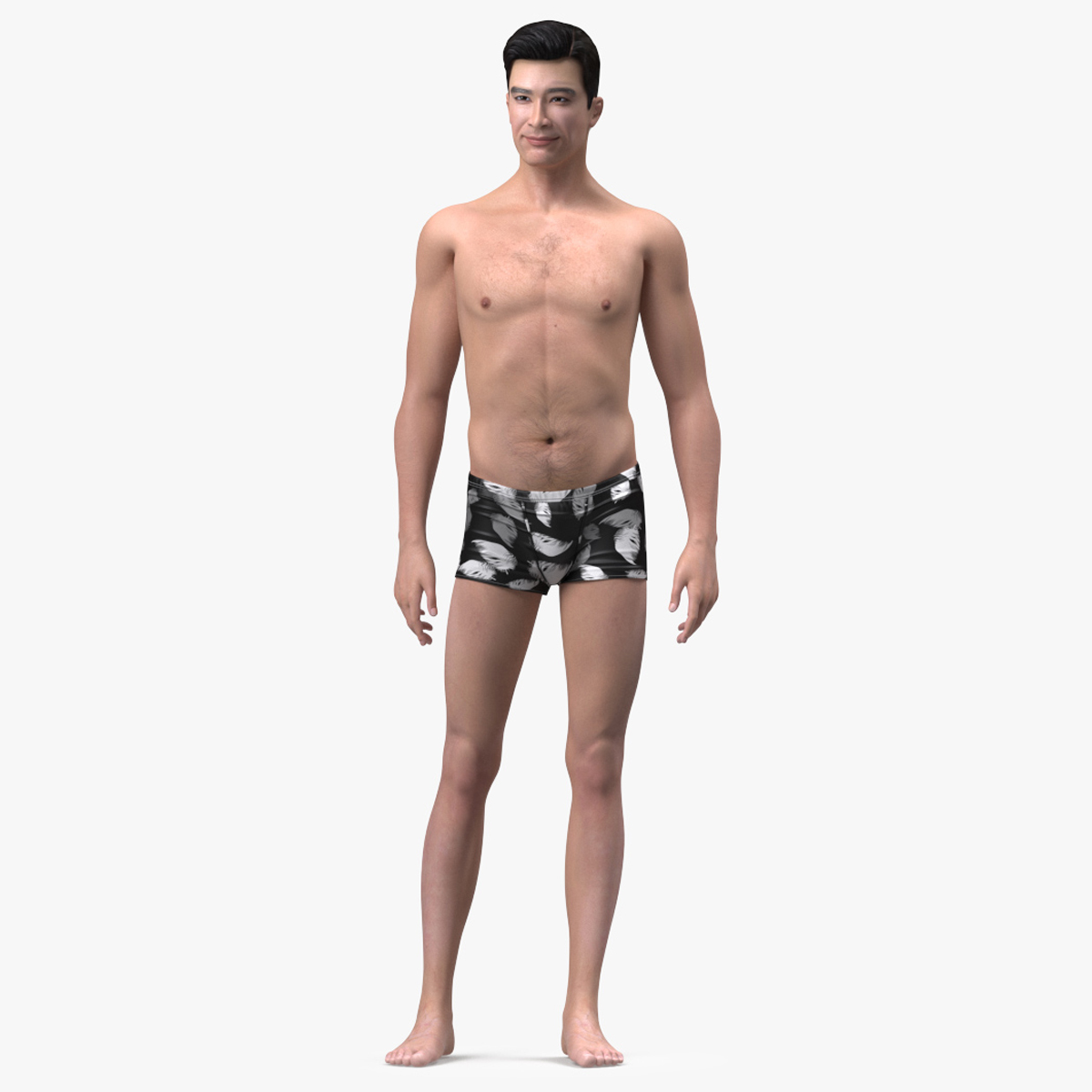 3D model Asian Man Underwear Rigged for Modo