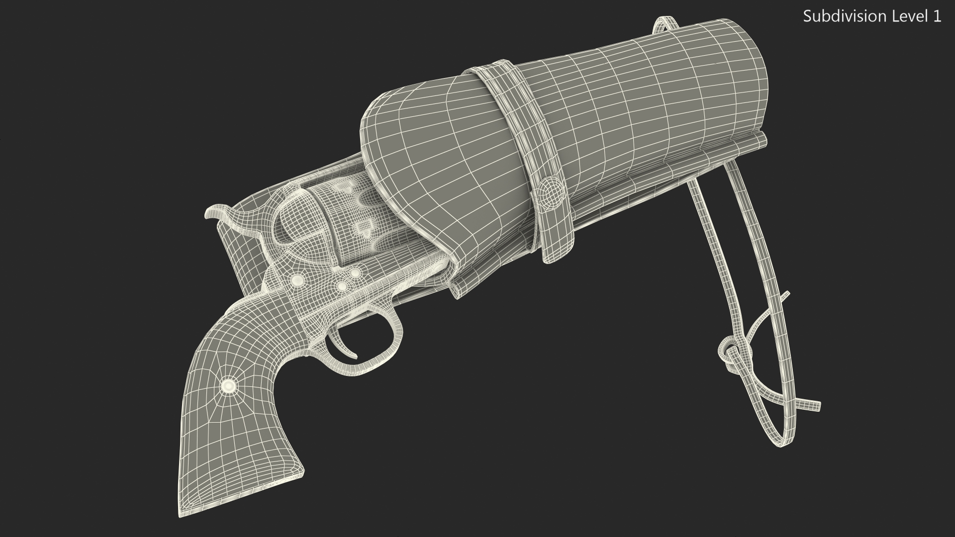 Leather Holster with Revolver 3D model
