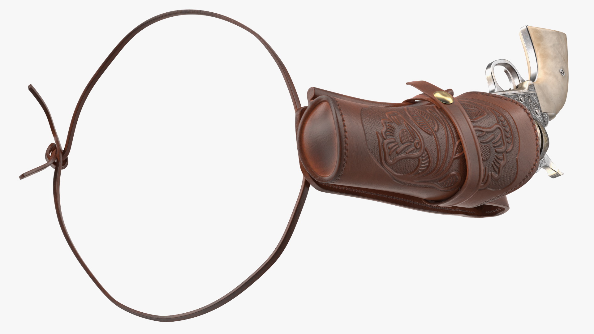 Leather Holster with Revolver 3D model