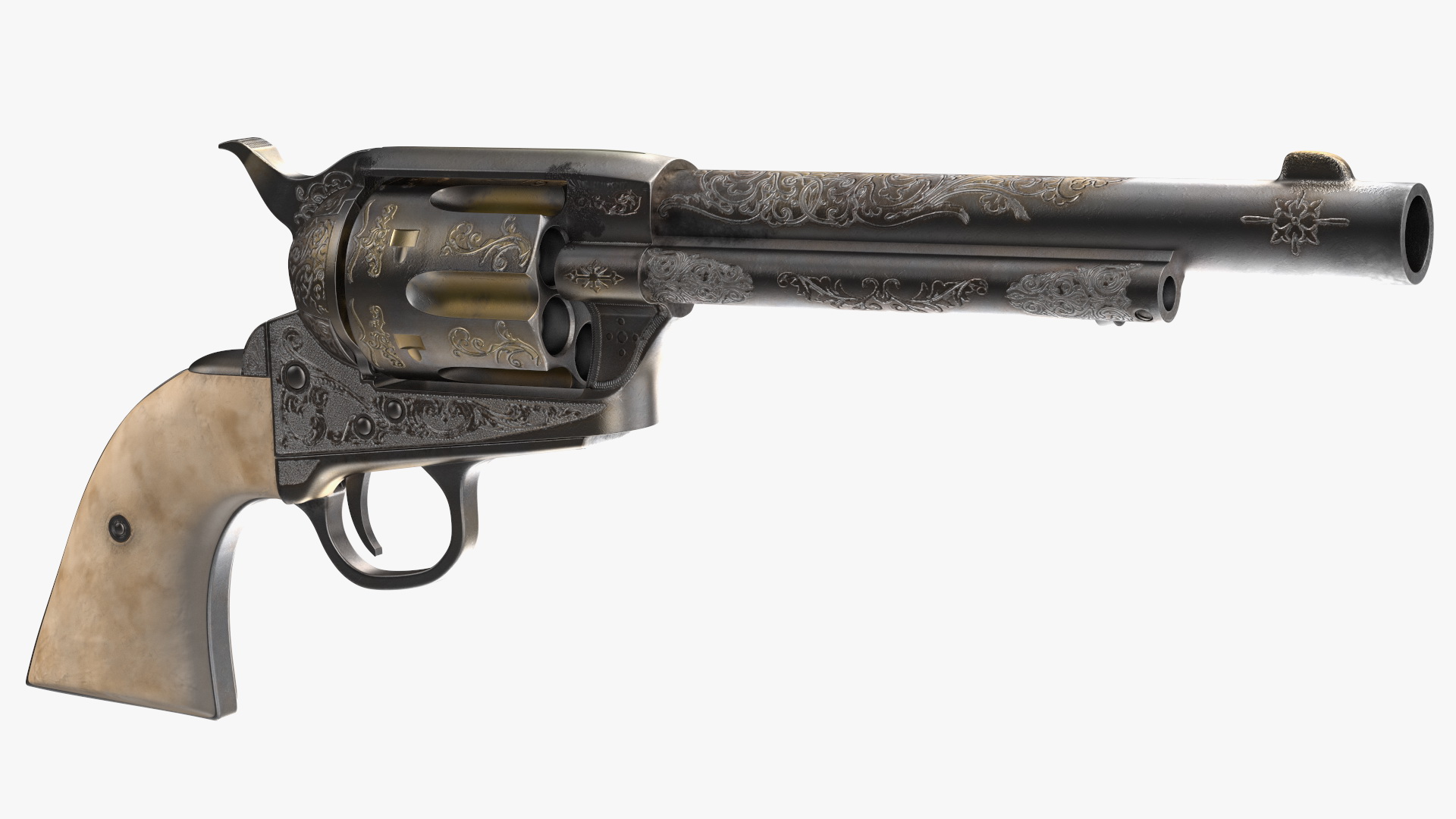 Leather Holster with Revolver 3D model