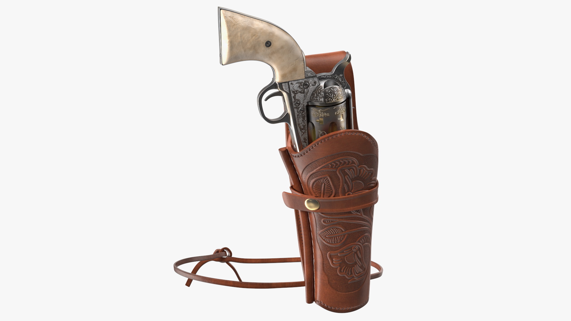 Leather Holster with Revolver 3D model