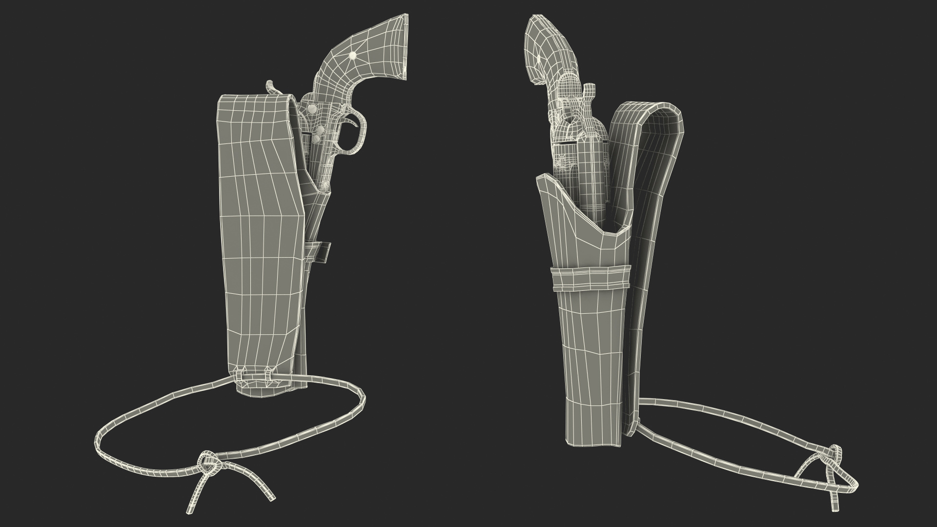 Leather Holster with Revolver 3D model
