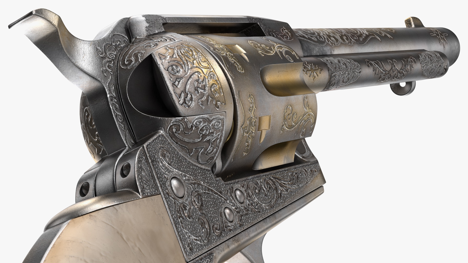Leather Holster with Revolver 3D model