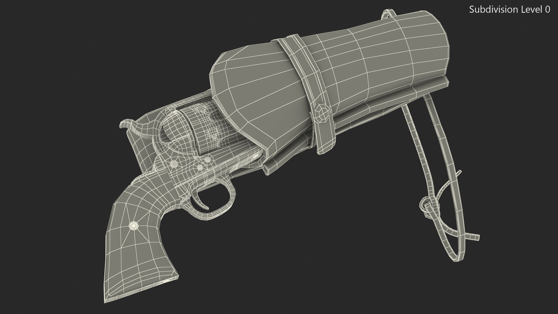 Leather Holster with Revolver 3D model