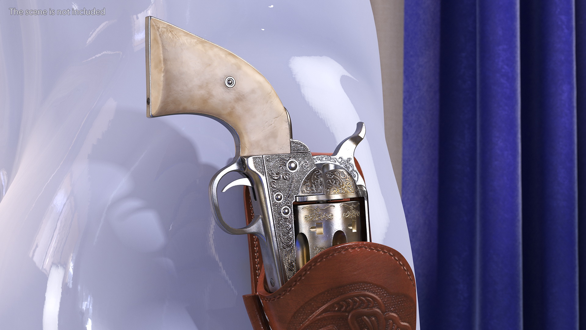 Leather Holster with Revolver 3D model