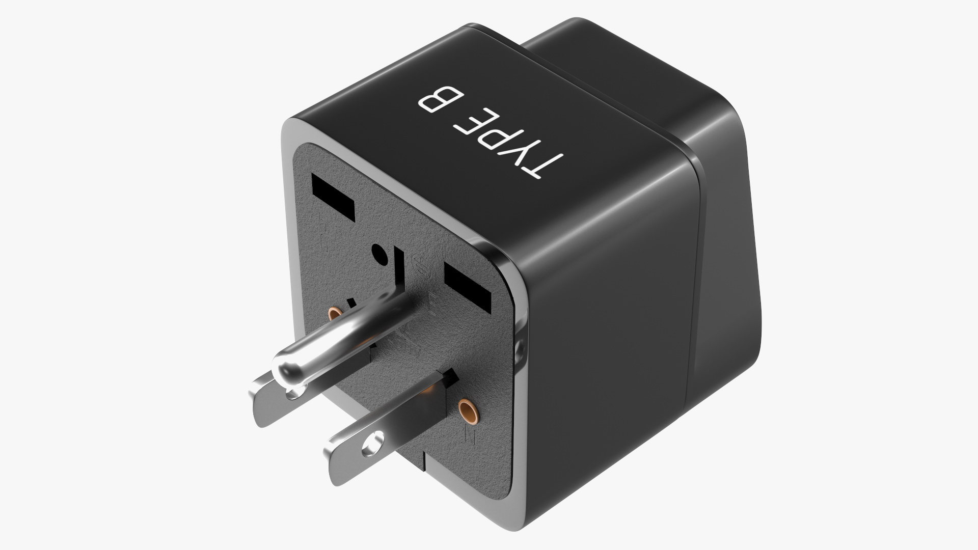 Type B Travel Plug Adapter Black 3D