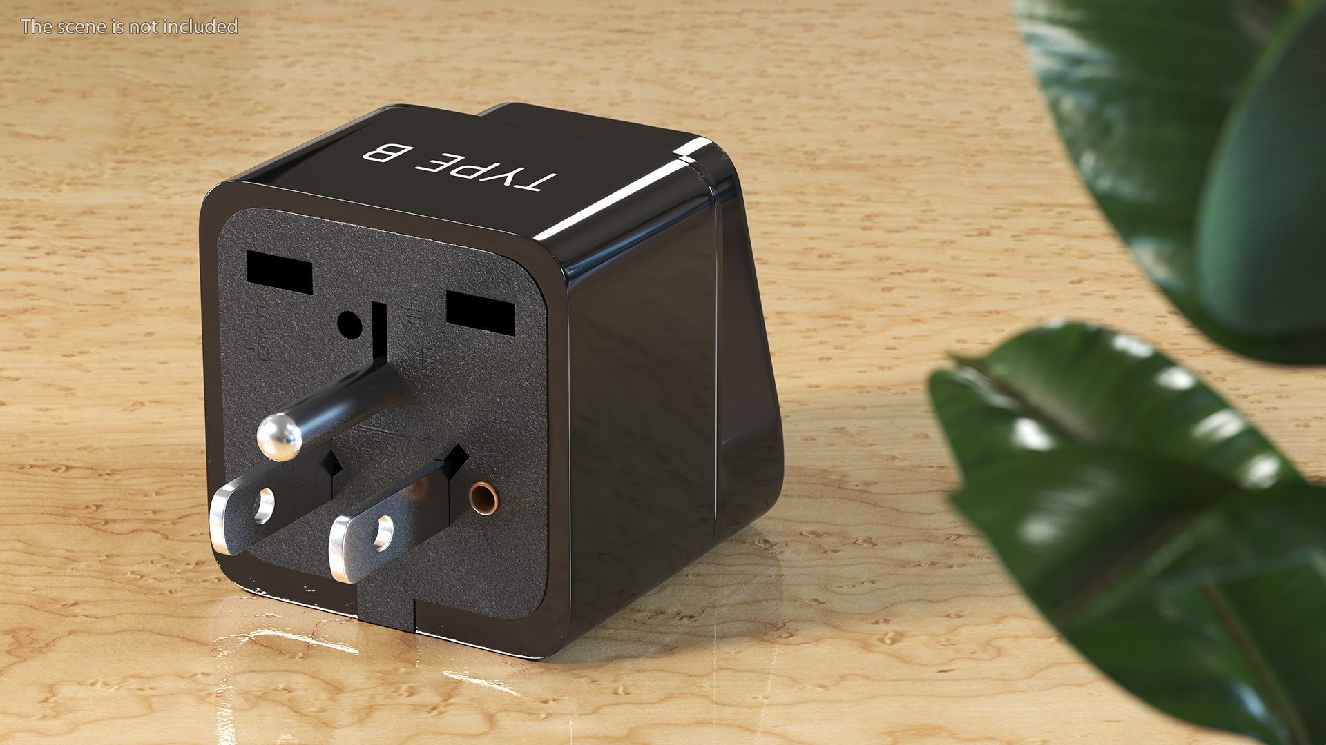 Type B Travel Plug Adapter Black 3D