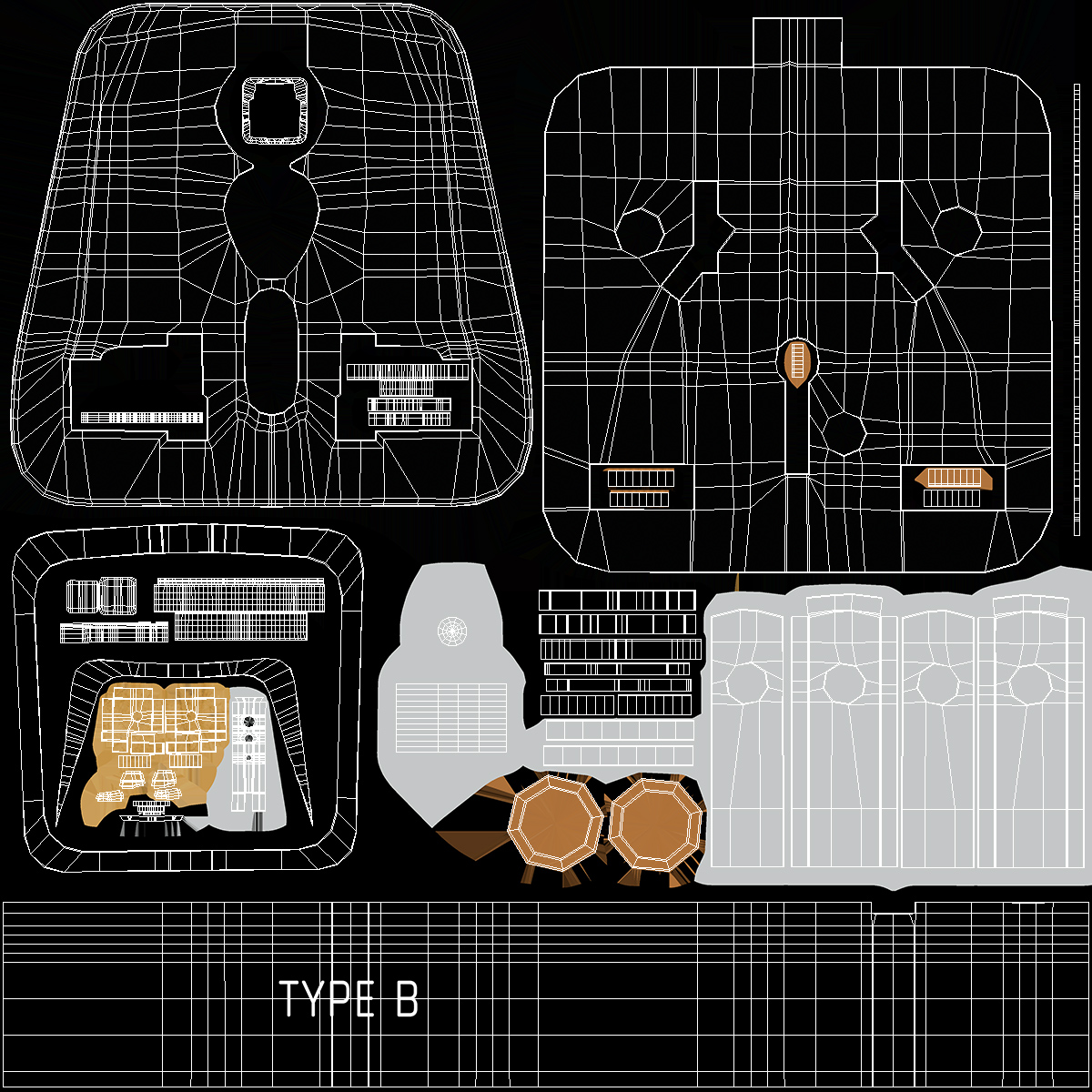 Type B Travel Plug Adapter Black 3D