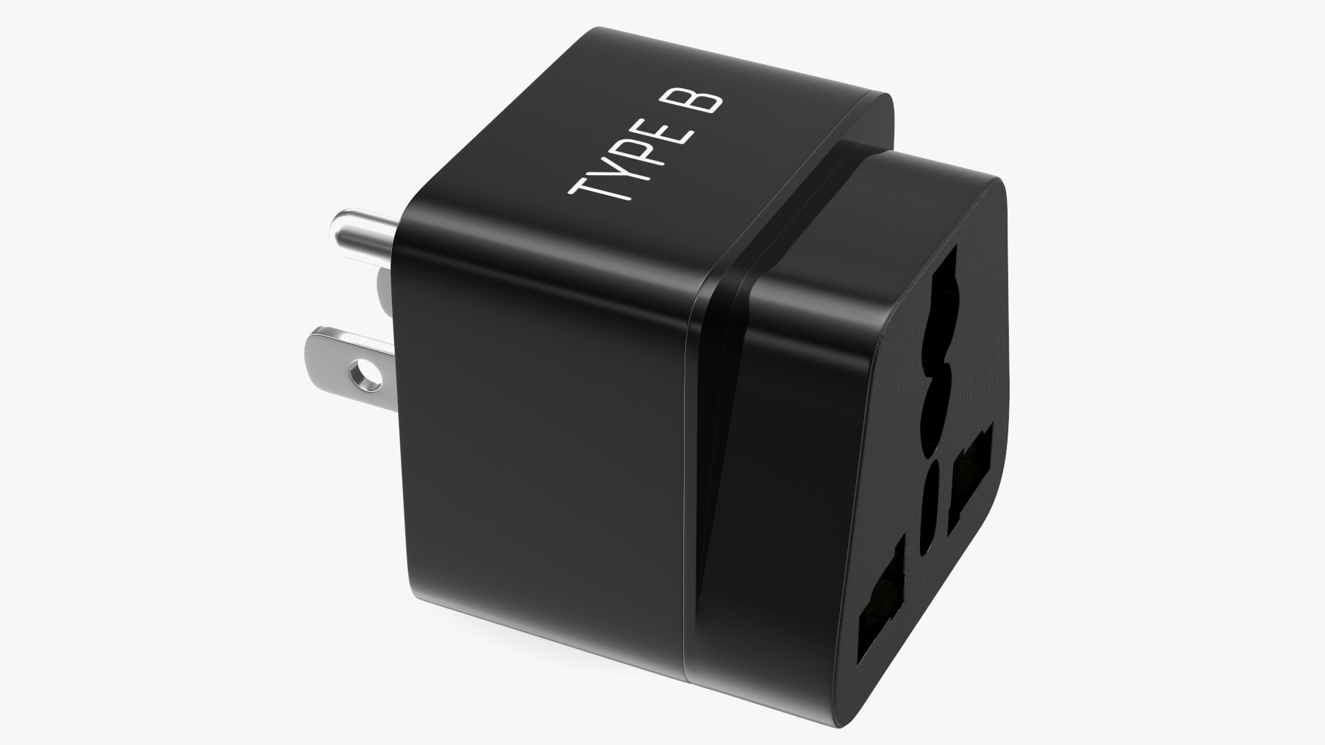 Type B Travel Plug Adapter Black 3D