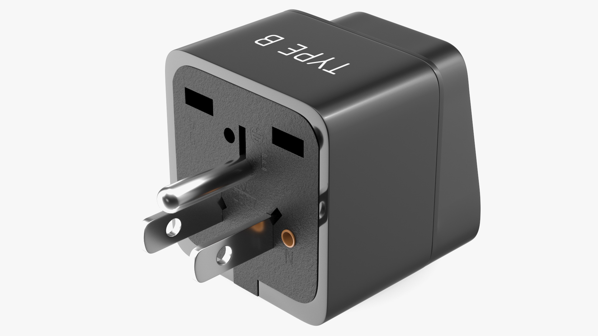Type B Travel Plug Adapter Black 3D
