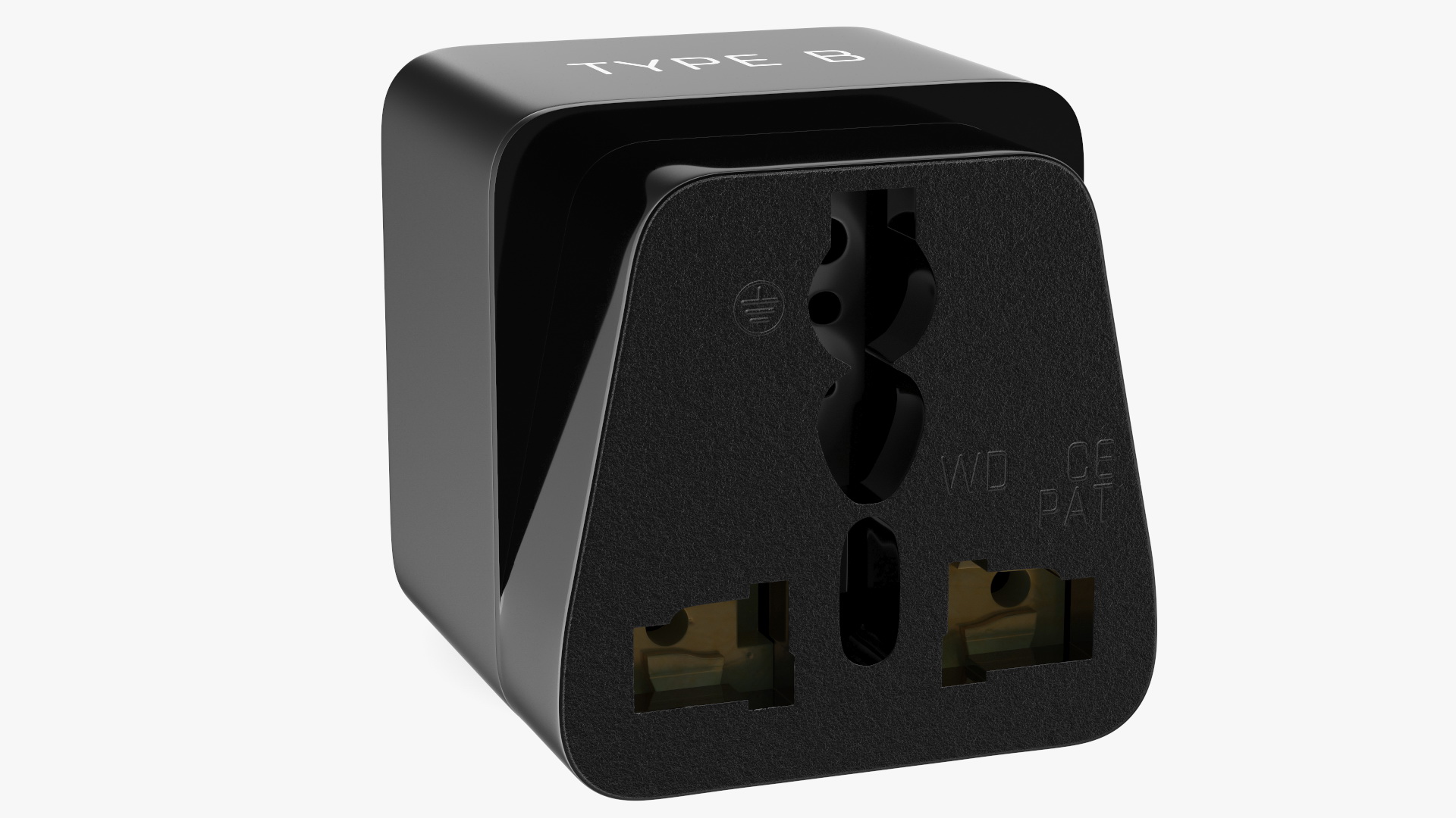 Type B Travel Plug Adapter Black 3D