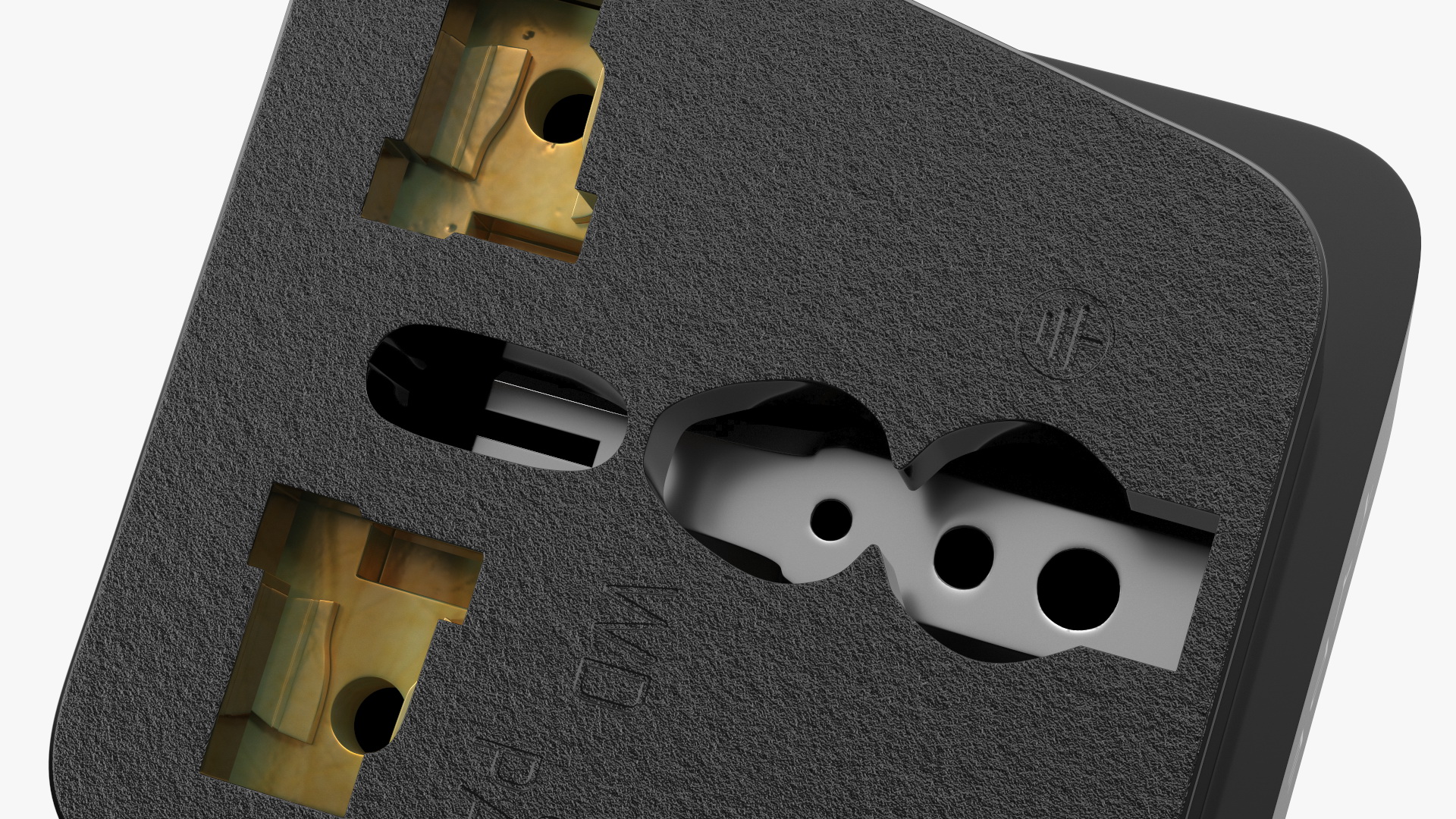 Type B Travel Plug Adapter Black 3D