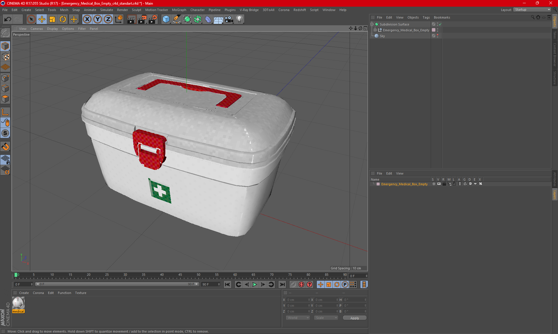 Emergency Medical Box Empty 3D