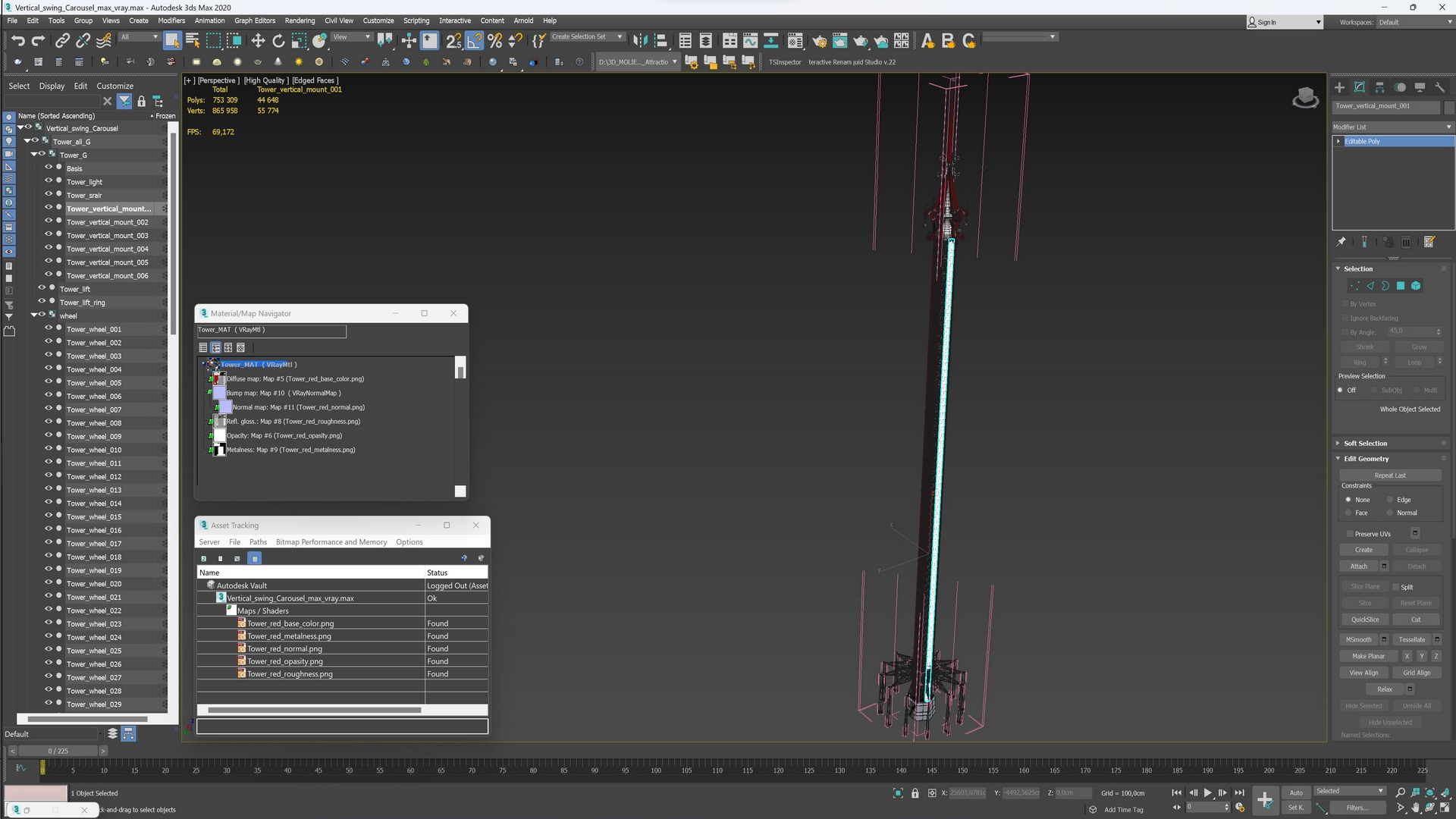 3D Vertical swing Carousel model