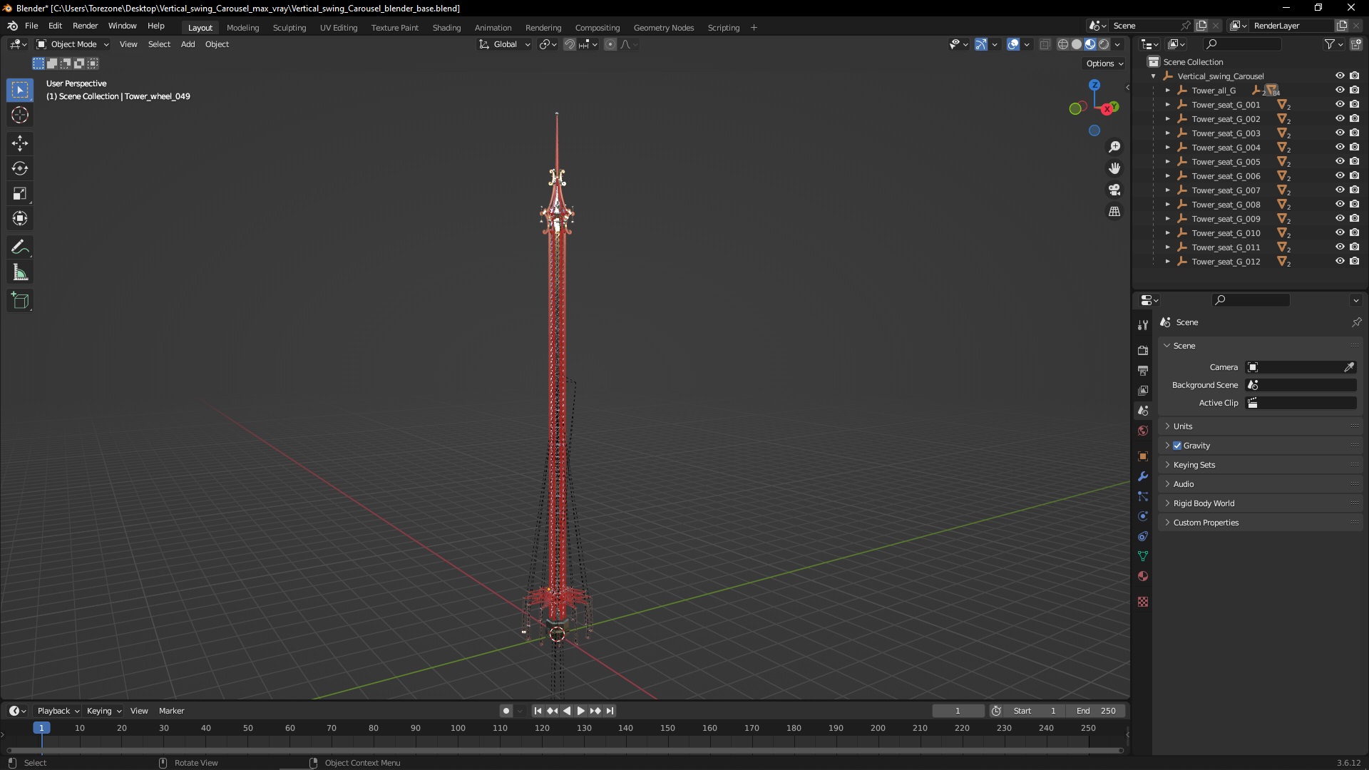 3D Vertical swing Carousel model
