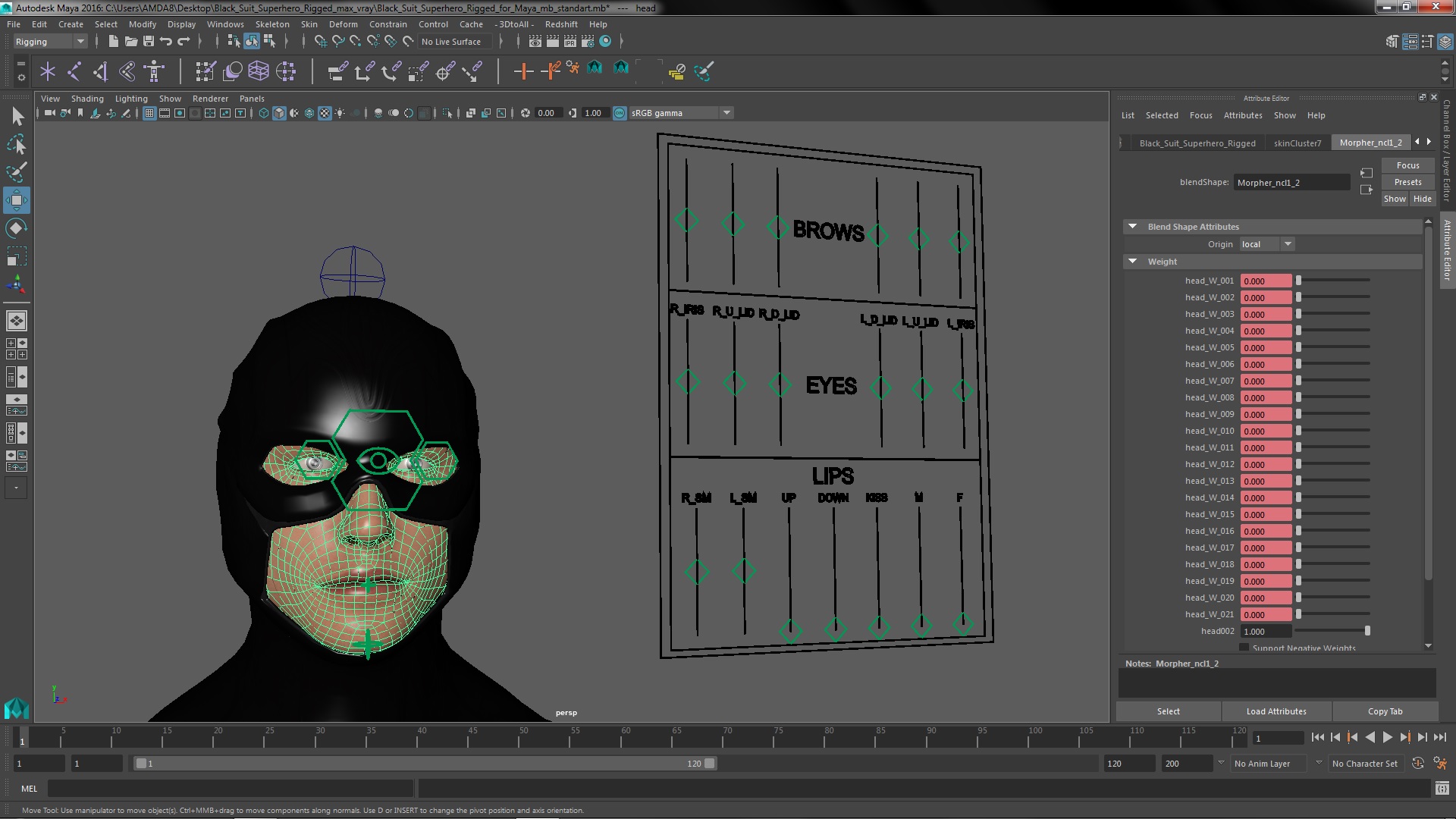 3D Black Suit Superhero Rigged for Maya