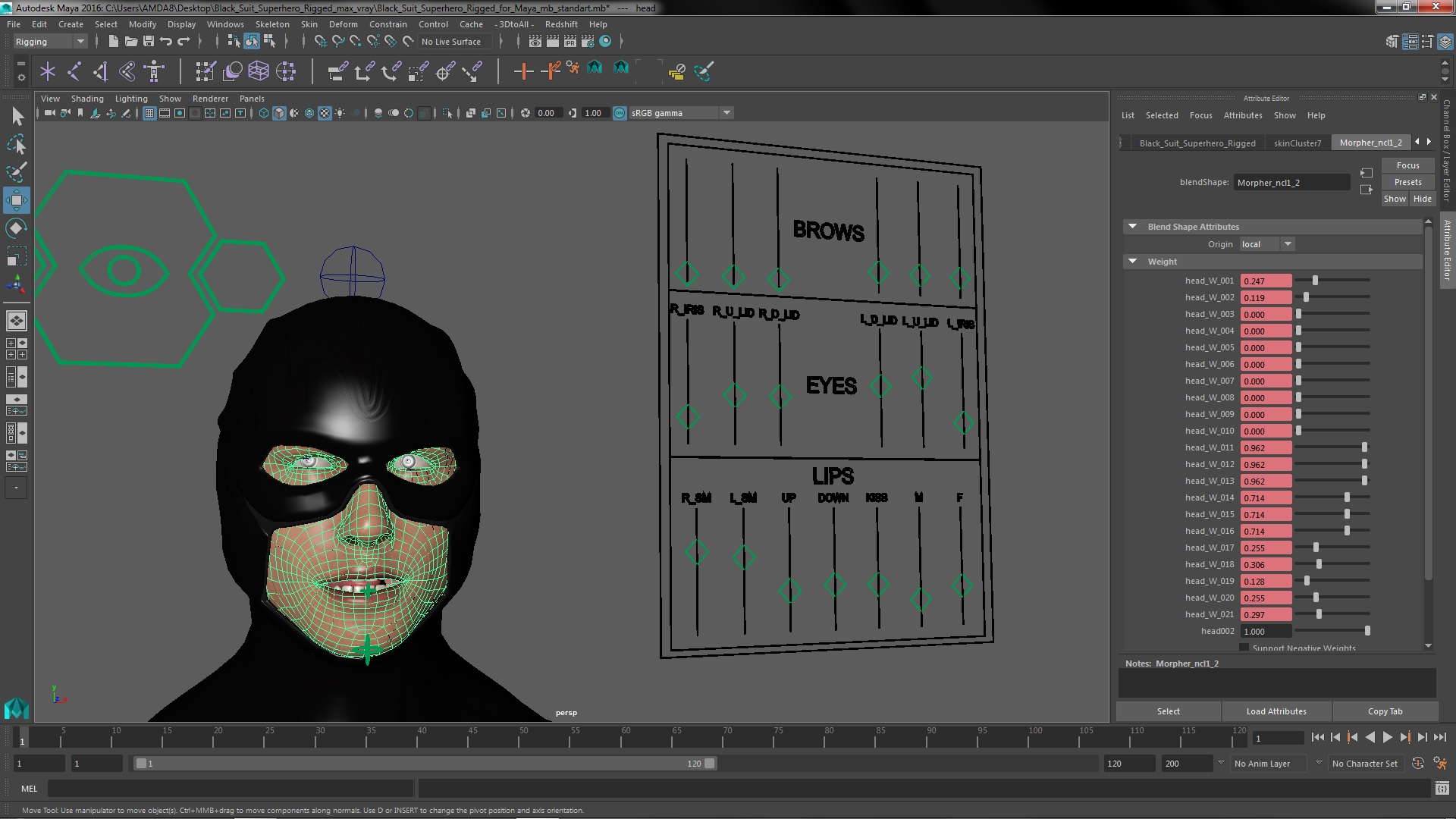 3D Black Suit Superhero Rigged for Maya