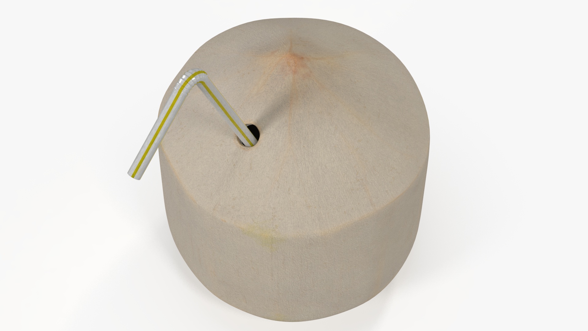 3D Shelled Coconut with Drink Pipe