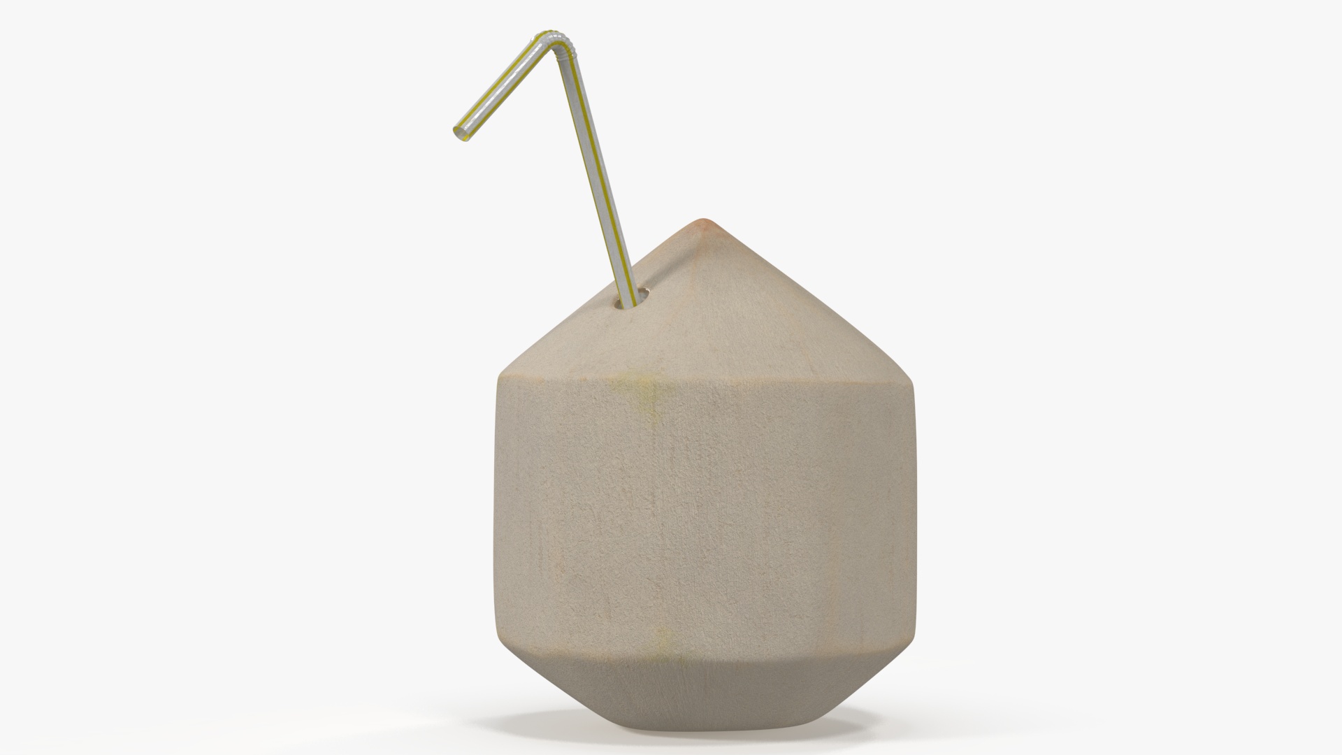 3D Shelled Coconut with Drink Pipe