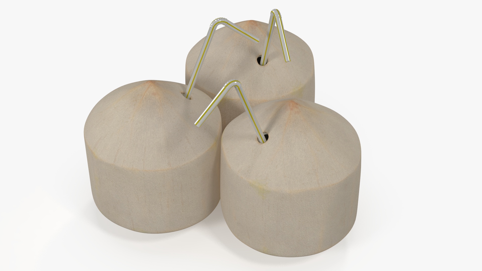 3D Shelled Coconut with Drink Pipe