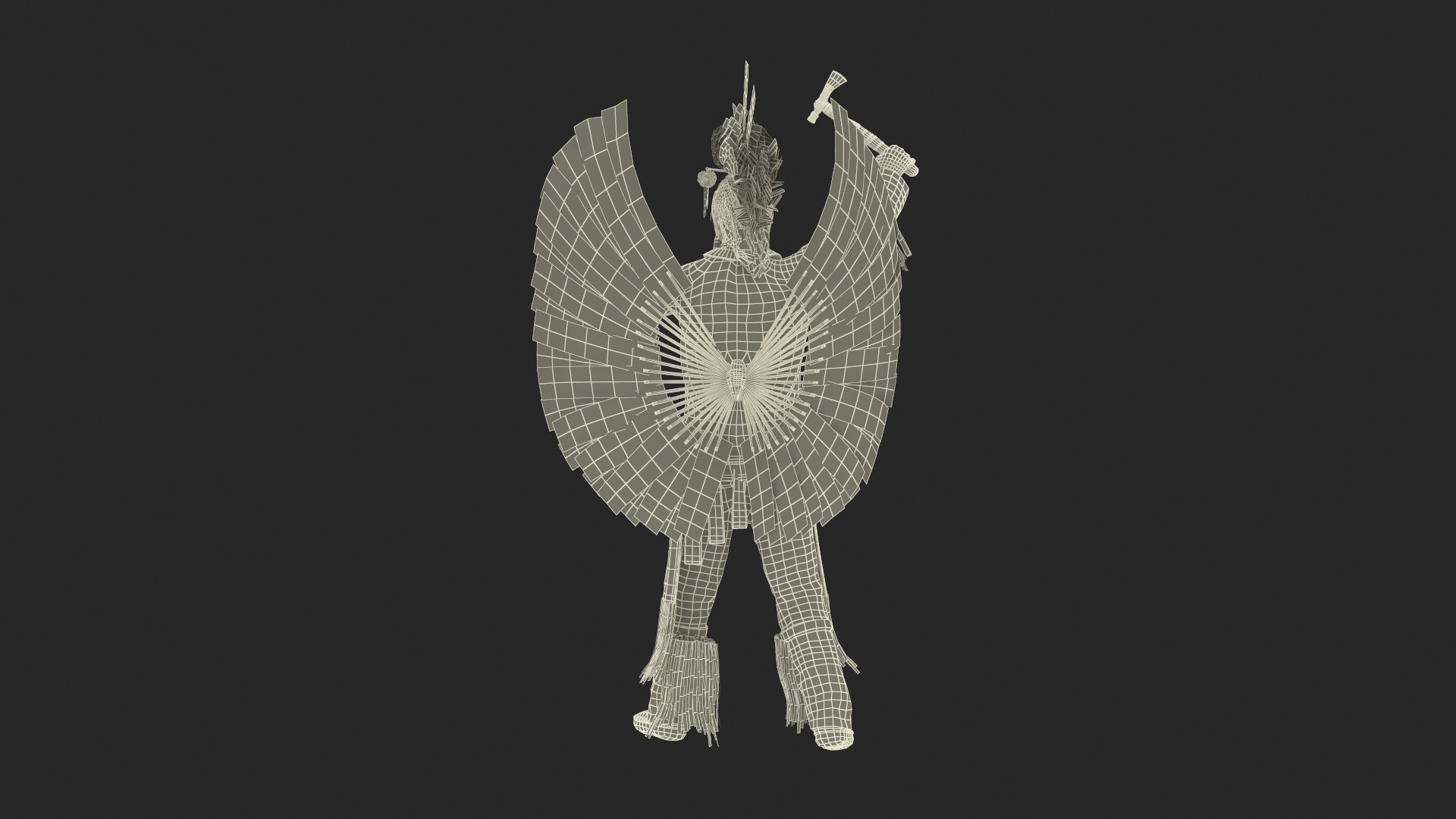 3D model Native American Chief with Tomahawk
