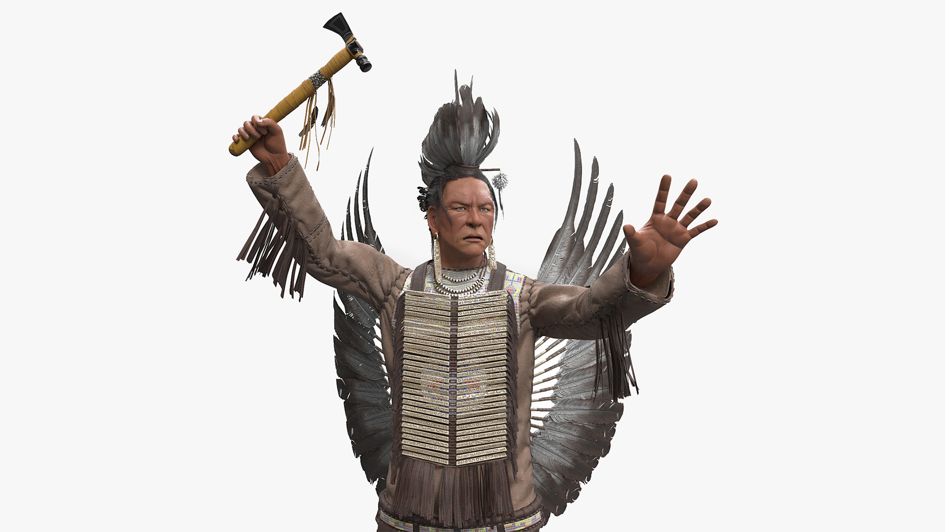 3D model Native American Chief with Tomahawk
