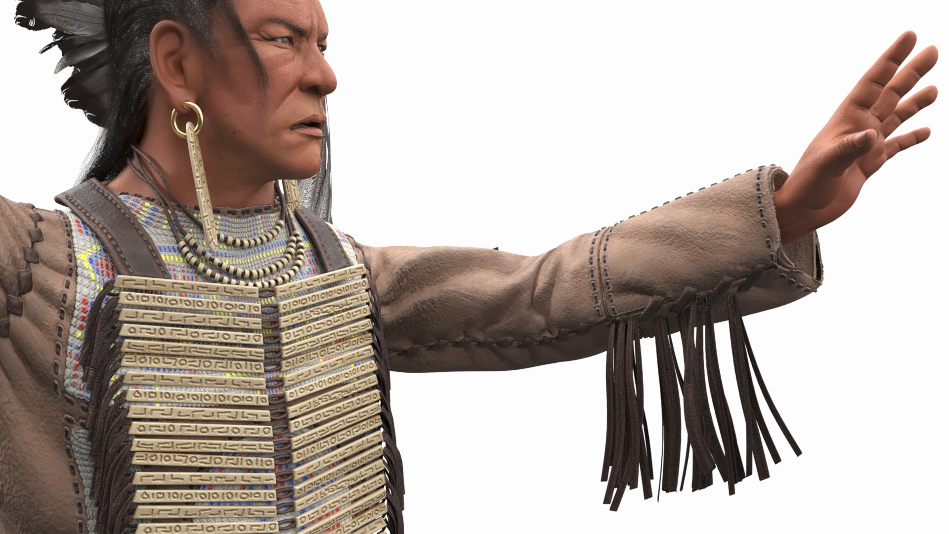3D model Native American Chief with Tomahawk